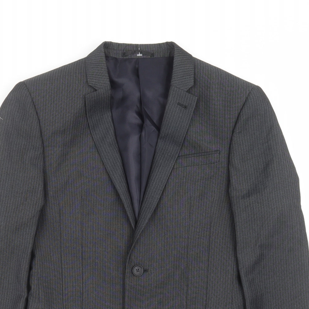 NEXT Mens Grey Striped  Jacket Suit Jacket Size 34