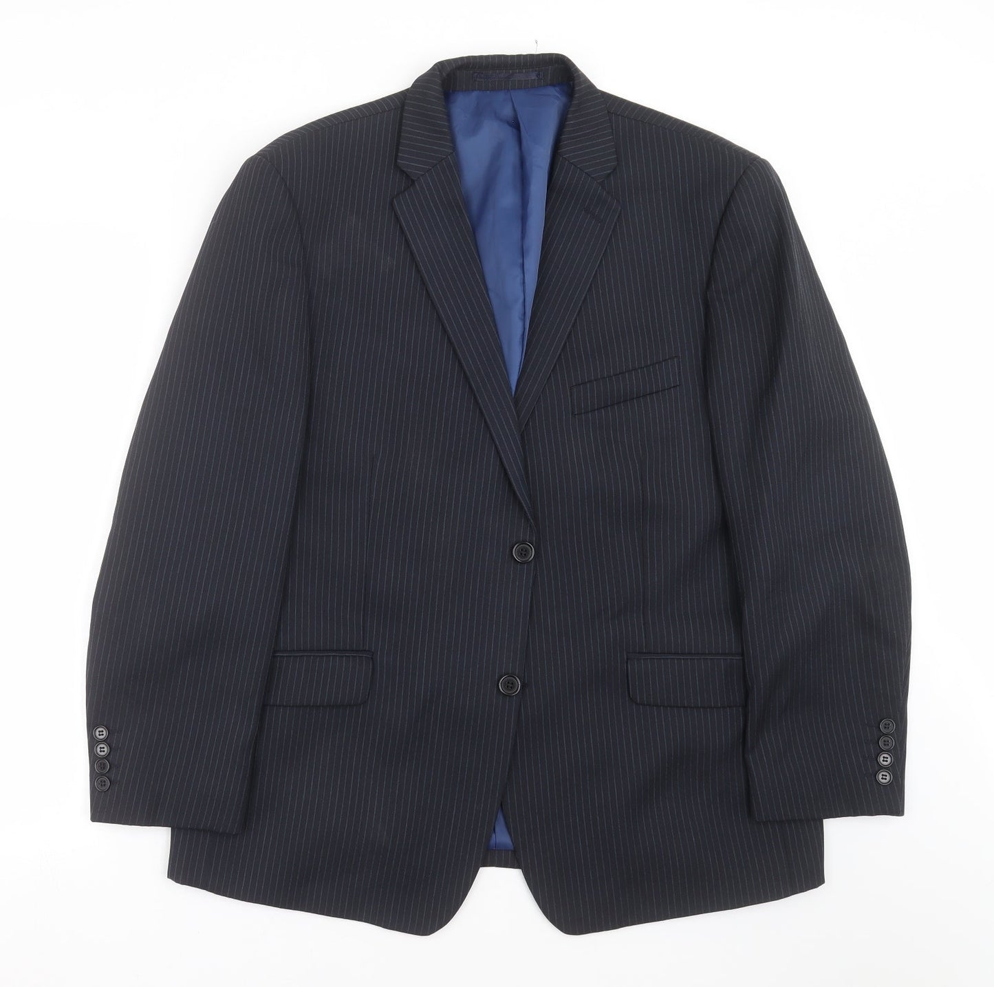 Charlton Gray Mens Blue Striped  Jacket Suit Jacket Size 44
