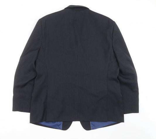 Charlton Gray Mens Blue Striped  Jacket Suit Jacket Size 44
