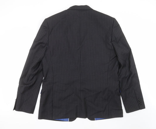 Charlton Gray Mens Grey Striped  Jacket Suit Jacket Size 46