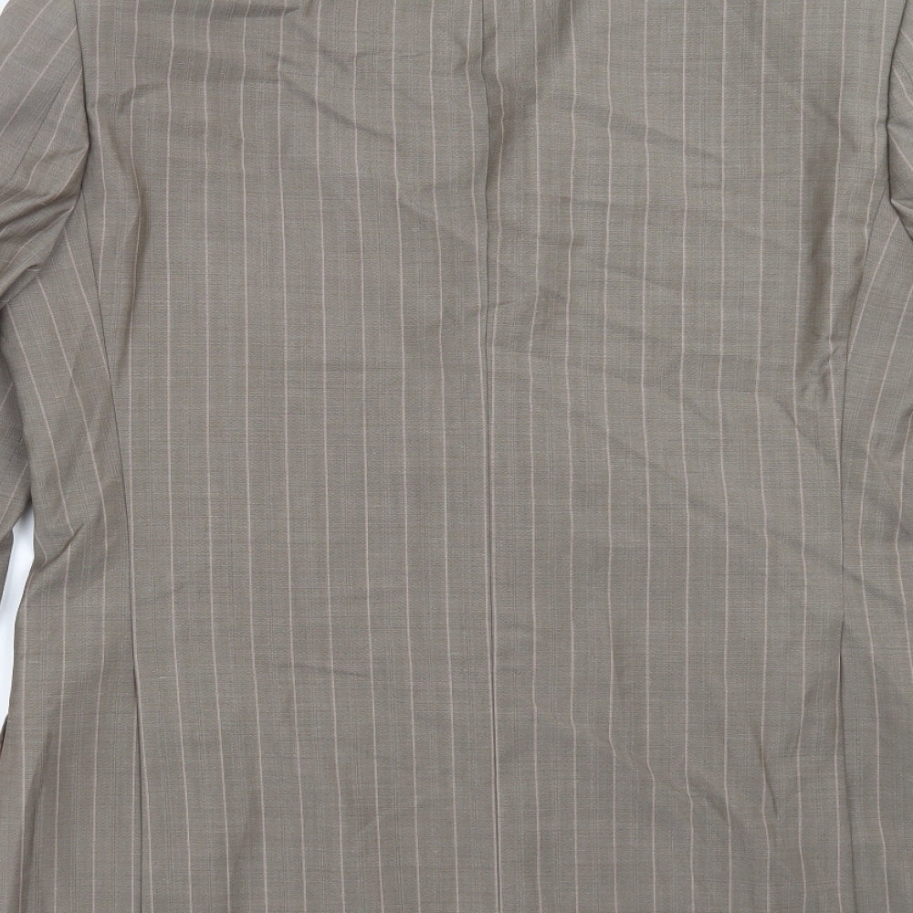 Simon Carter Mens Beige Striped  Jacket Suit Jacket Size 38