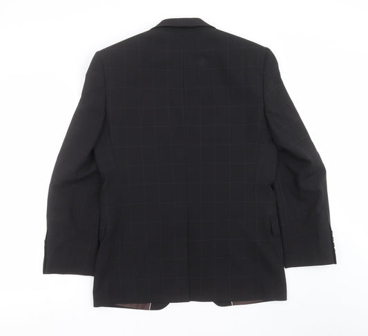 Marks and Spencer Mens Black Check  Jacket Suit Jacket Size 36
