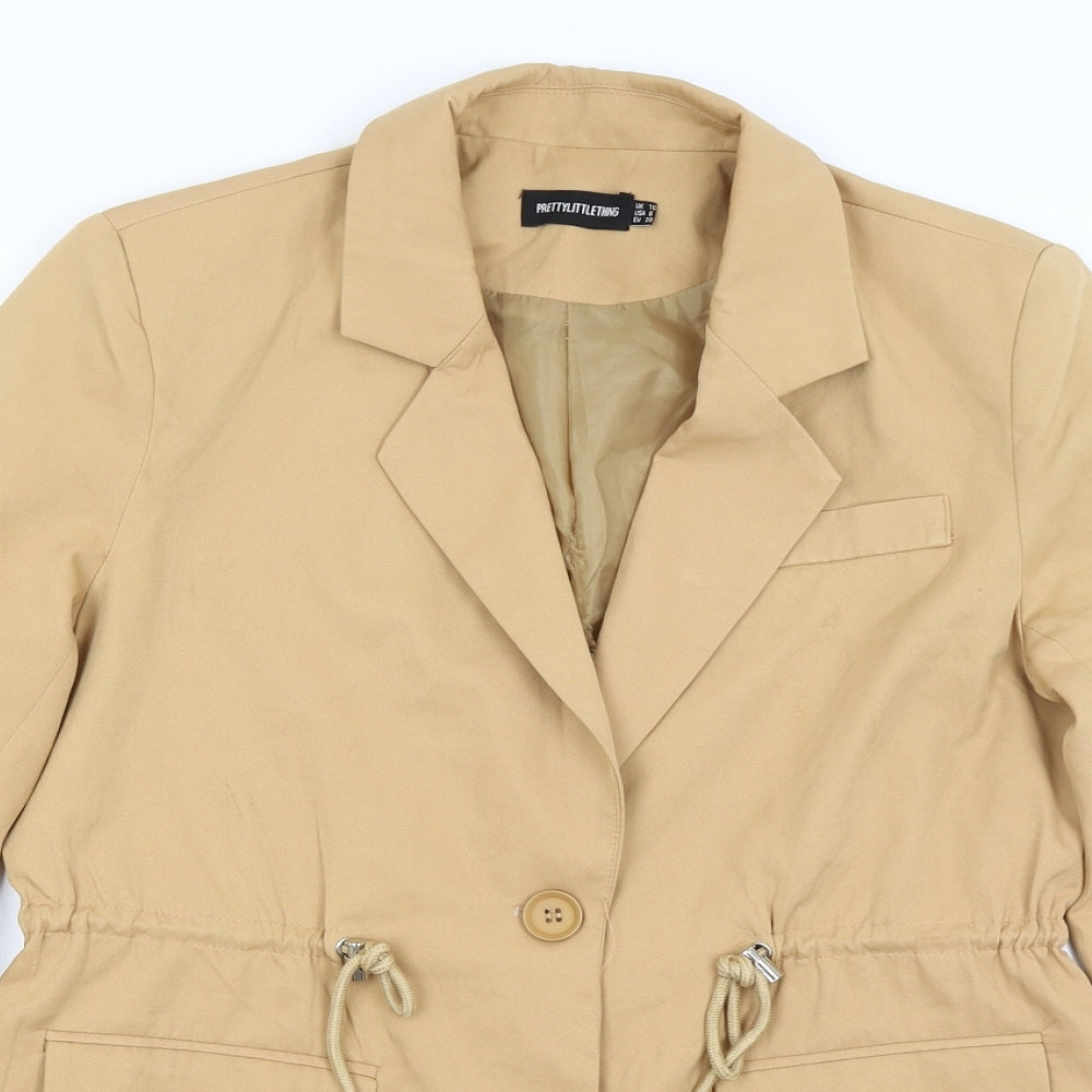 Pretty Little Thing Womens Brown   Overcoat Coat Size 10