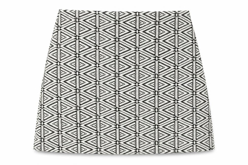 Topshop Womens White Geometric  A-Line Skirt Size 8