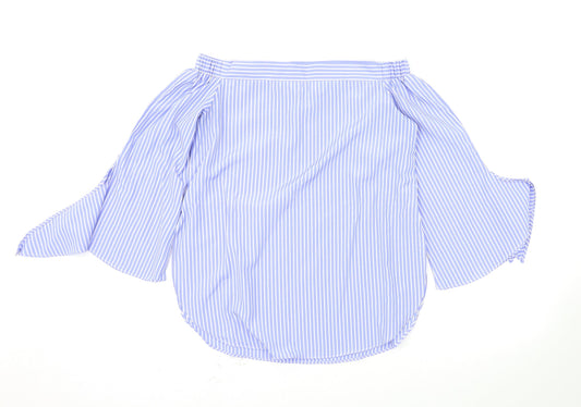 Parallel Lines Womens Blue Polka Dot  Basic Blouse Size XS