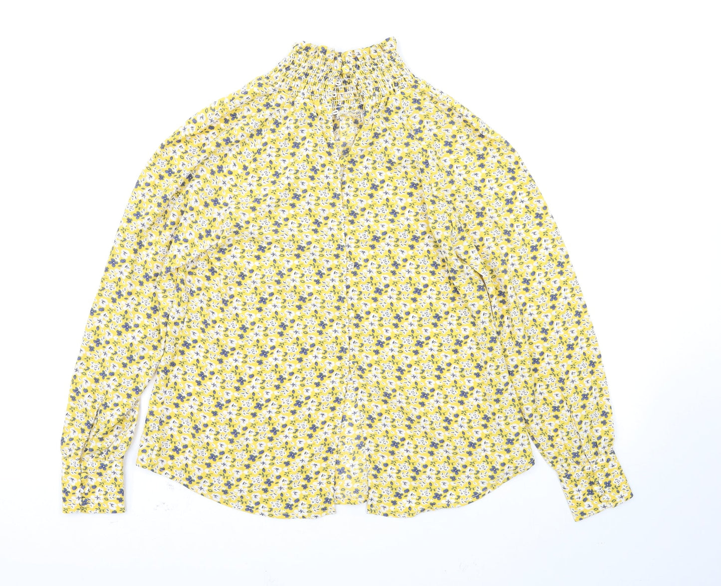 Glamorous Womens Yellow Floral  Basic Blouse Size 4