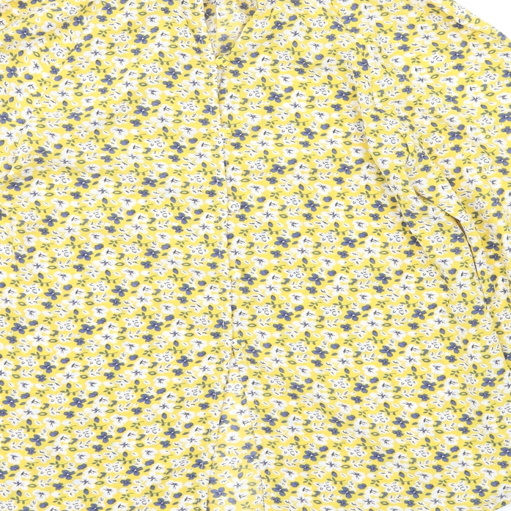 Glamorous Womens Yellow Floral  Basic Blouse Size 4