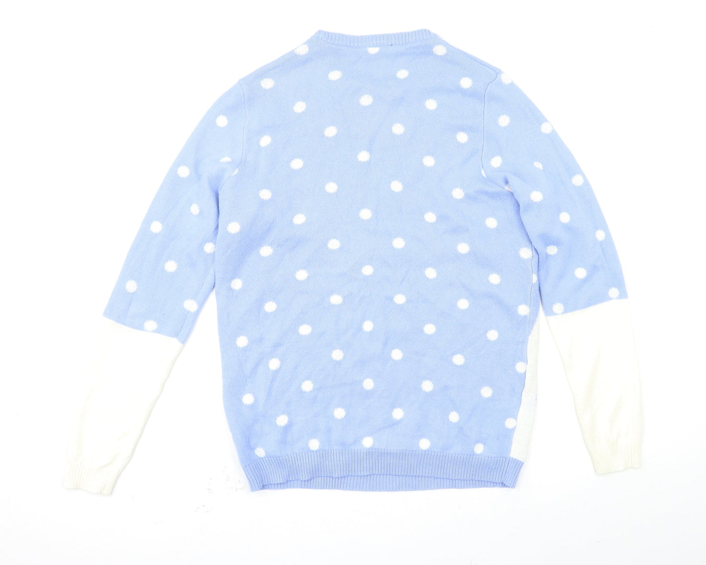 ESMARA Womens Blue Polka Dot  Pullover Jumper Size M