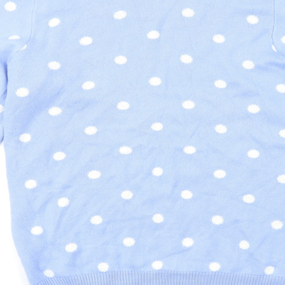 ESMARA Womens Blue Polka Dot  Pullover Jumper Size M