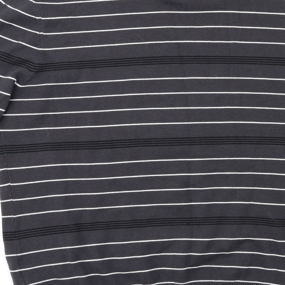premium label Mens Grey Striped  Pullover Jumper Size L