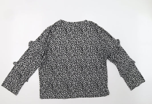 Dorothy Perkins Womens Grey Animal Print  Pullover Sweatshirt Size 16