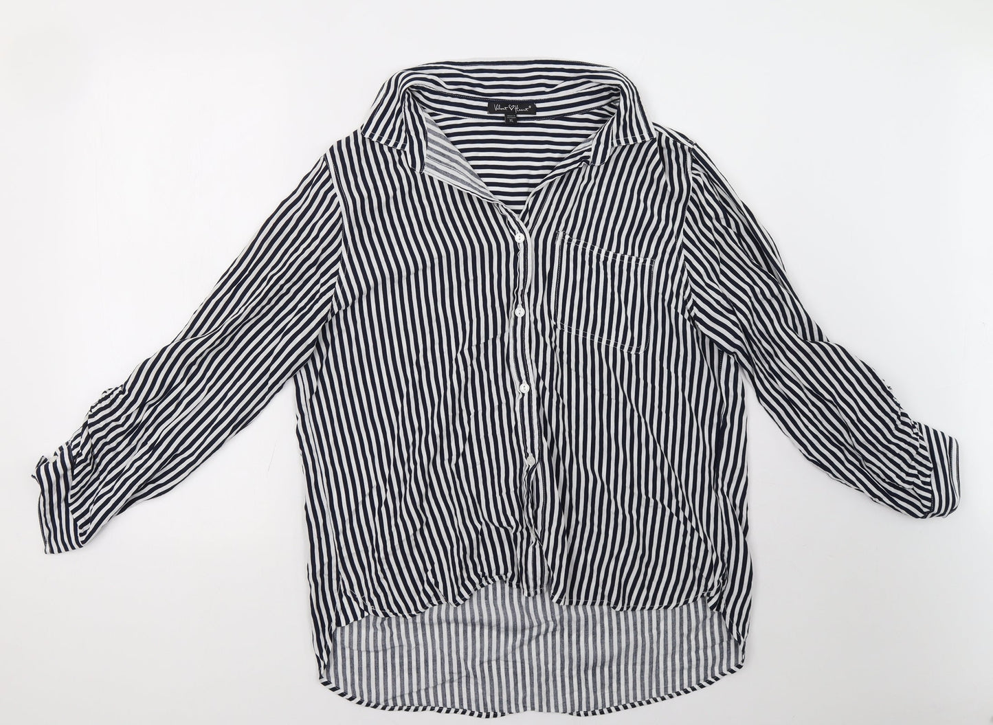 Velvet Heart Womens Blue Striped  Basic Button-Up Size XL