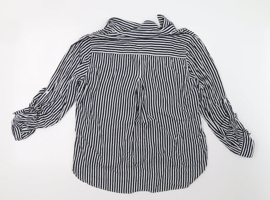 Velvet Heart Womens Blue Striped  Basic Button-Up Size XL