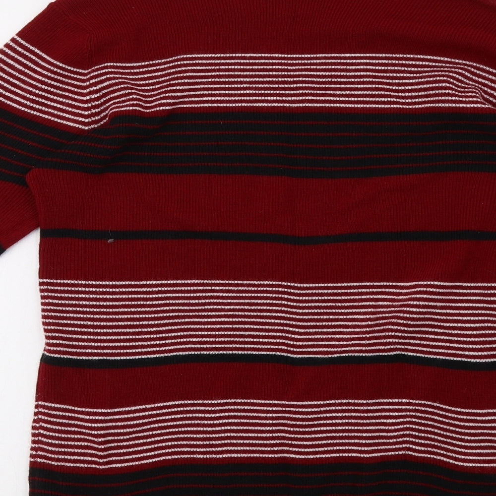 EWM Womens Red Striped  Pullover Sweatshirt Size M