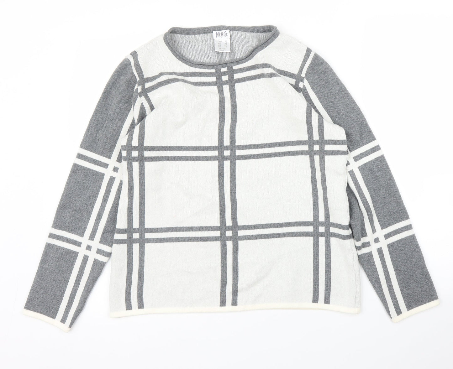 Mona Womens Grey Check  Pullover Jumper Size 12