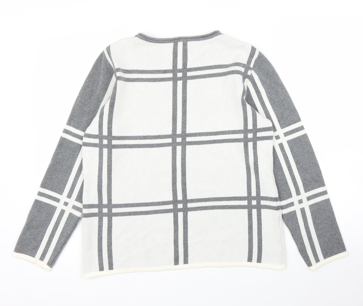 Mona Womens Grey Check  Pullover Jumper Size 12
