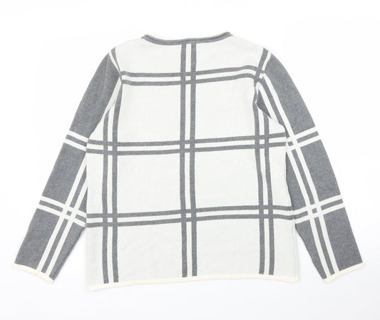Mona Womens Grey Check  Pullover Jumper Size 12