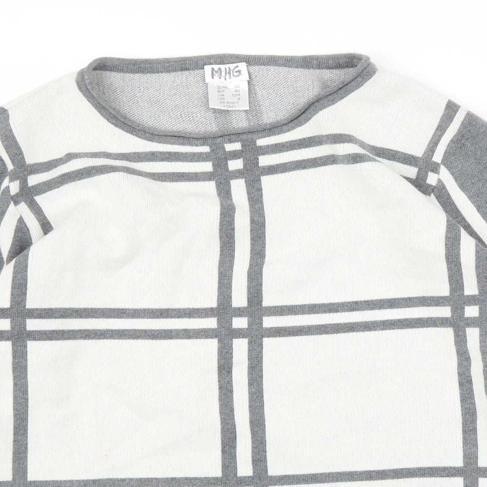 Mona Womens Grey Check  Pullover Jumper Size 12