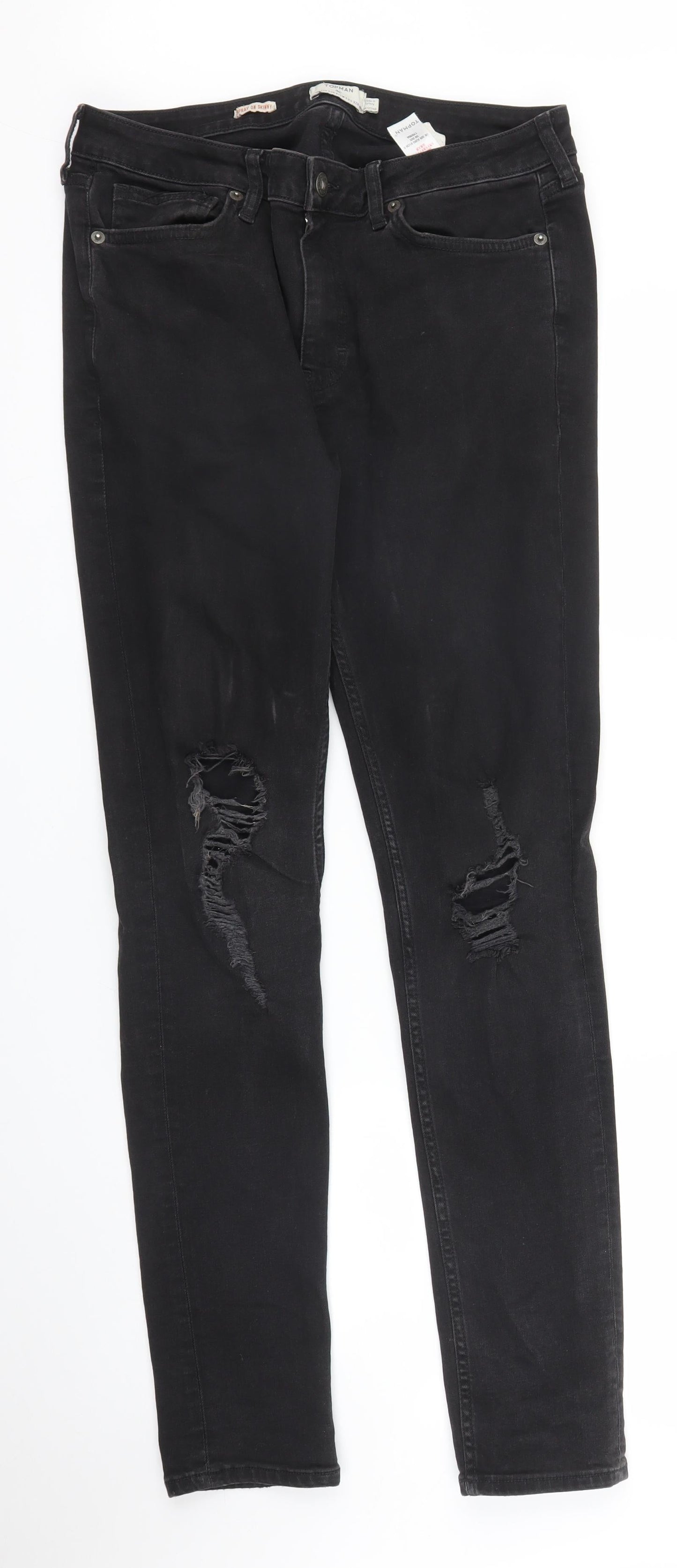 Topman Mens Black  Denim Skinny Jeans Size 30 in L31 in