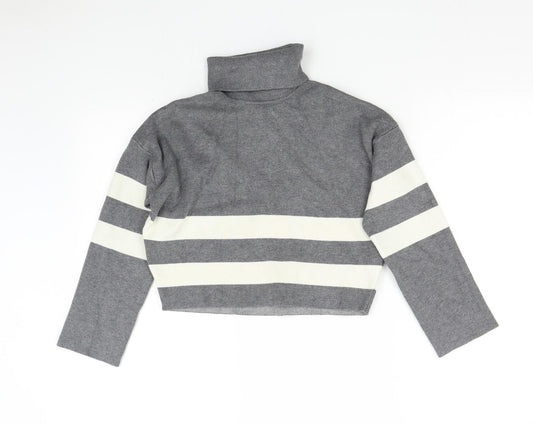 New Look 915 Girls Grey Striped  Pullover Sweatshirt Size 10-11 Years