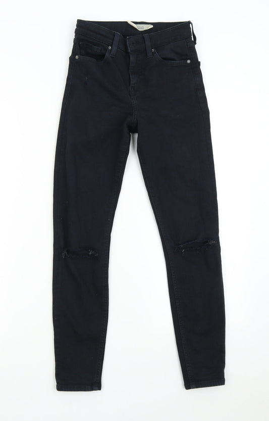 Topshop Womens Black  Denim Skinny Jeans Size 25 L26 in