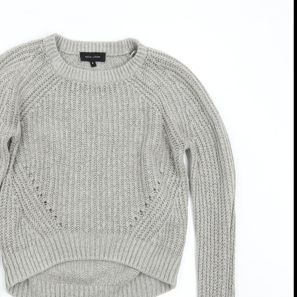 New Look Womens Grey  Knit Pullover Jumper Size 6