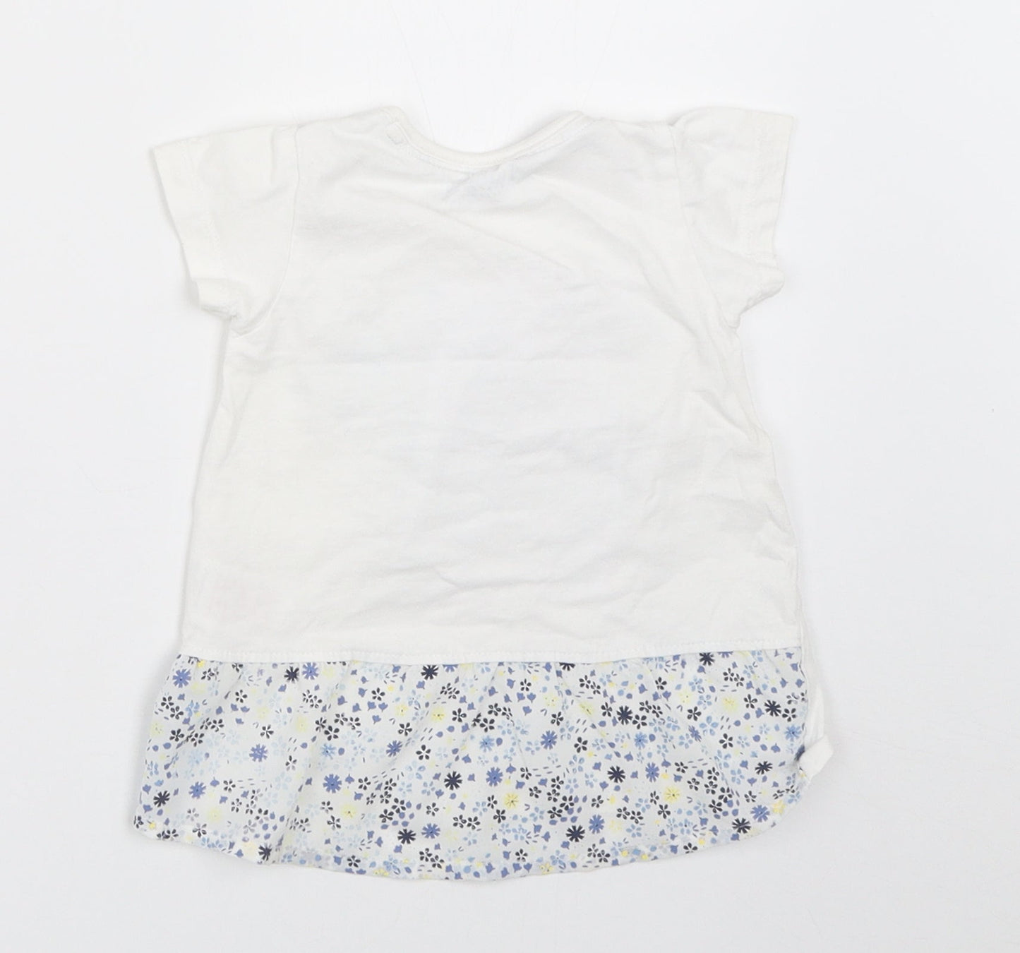 Peacocks Girls White   Basic T-Shirt Size 6-9 Months