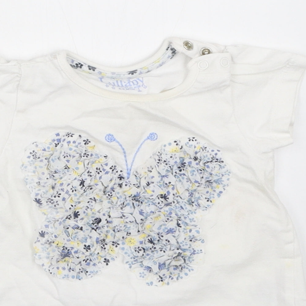 Peacocks Girls White   Basic T-Shirt Size 6-9 Months