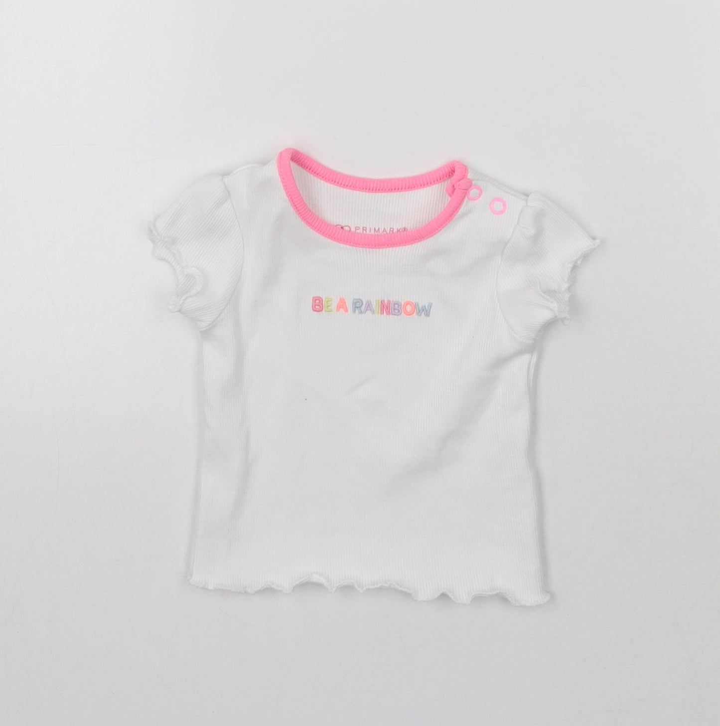 Primark Girls White   Basic T-Shirt Size 0-3 Months  - Be a rainbow