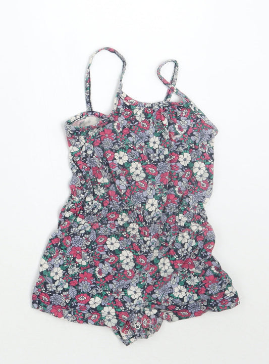 Gap Girls Blue Floral  Romper One-Piece Size 9-12 Months