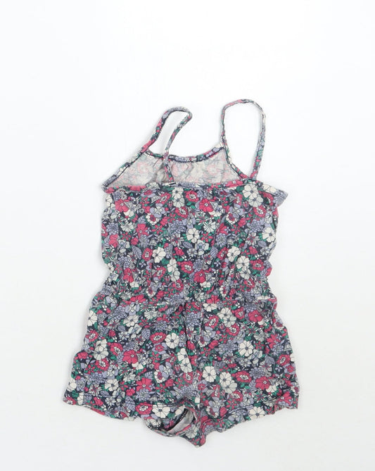 Gap Girls Blue Floral  Romper One-Piece Size 9-12 Months
