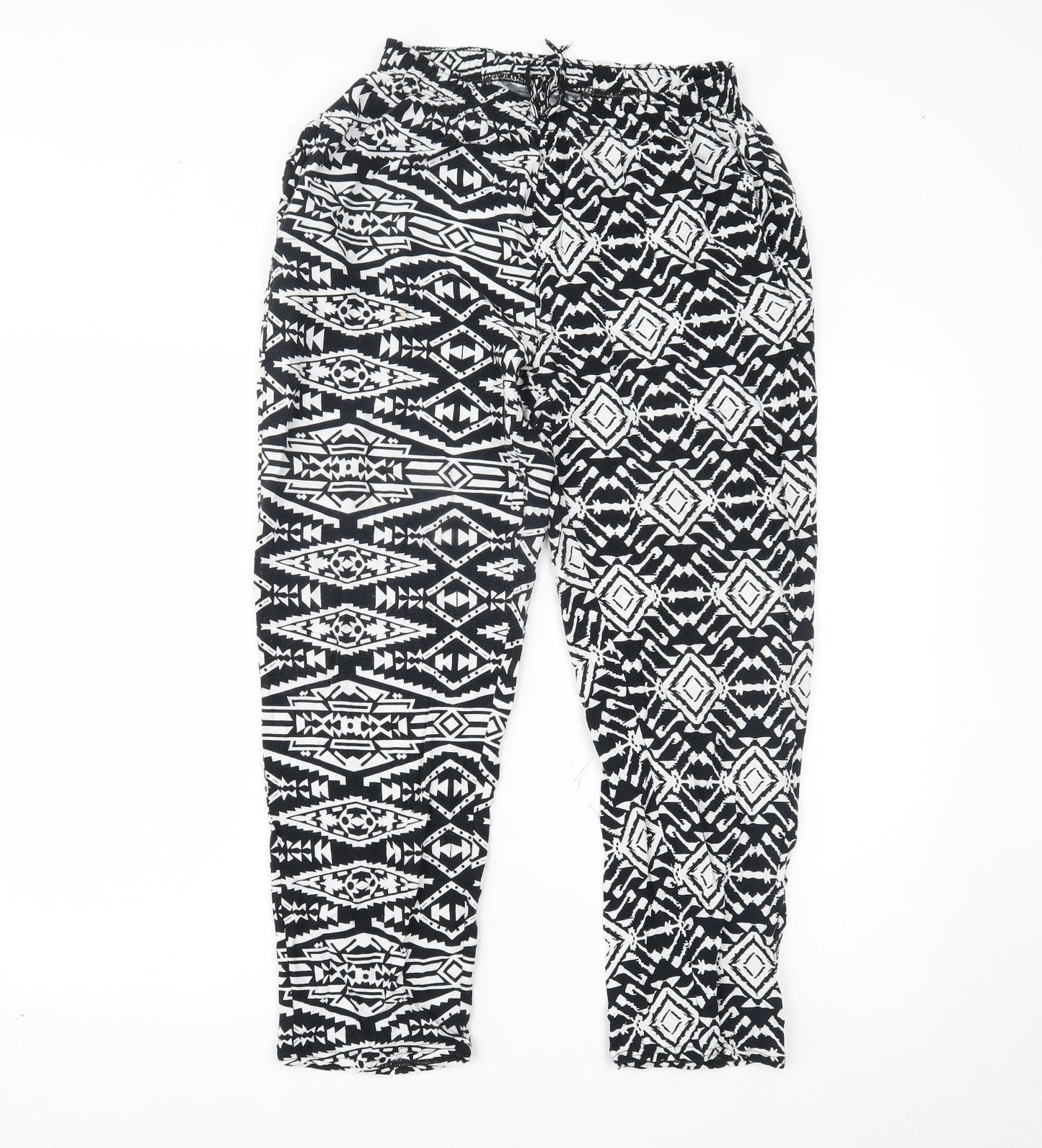 Preworn Womens Black Geometric  Trousers  Size L L24 in