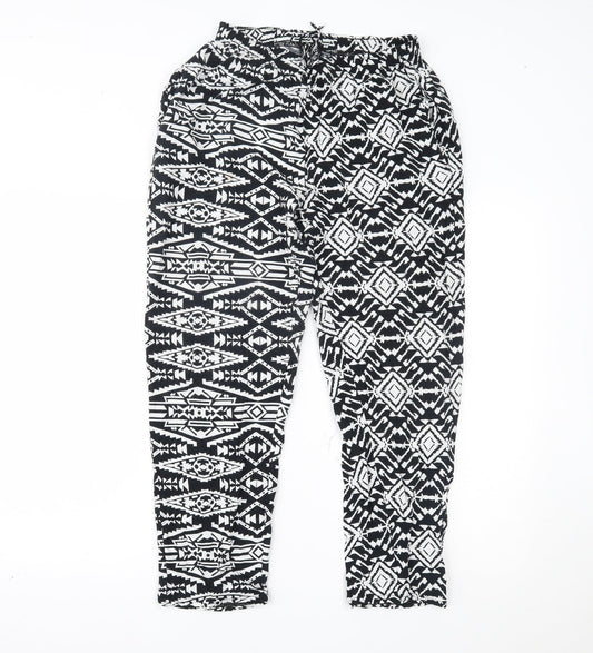 Preworn Womens Black Geometric  Trousers  Size L L24 in