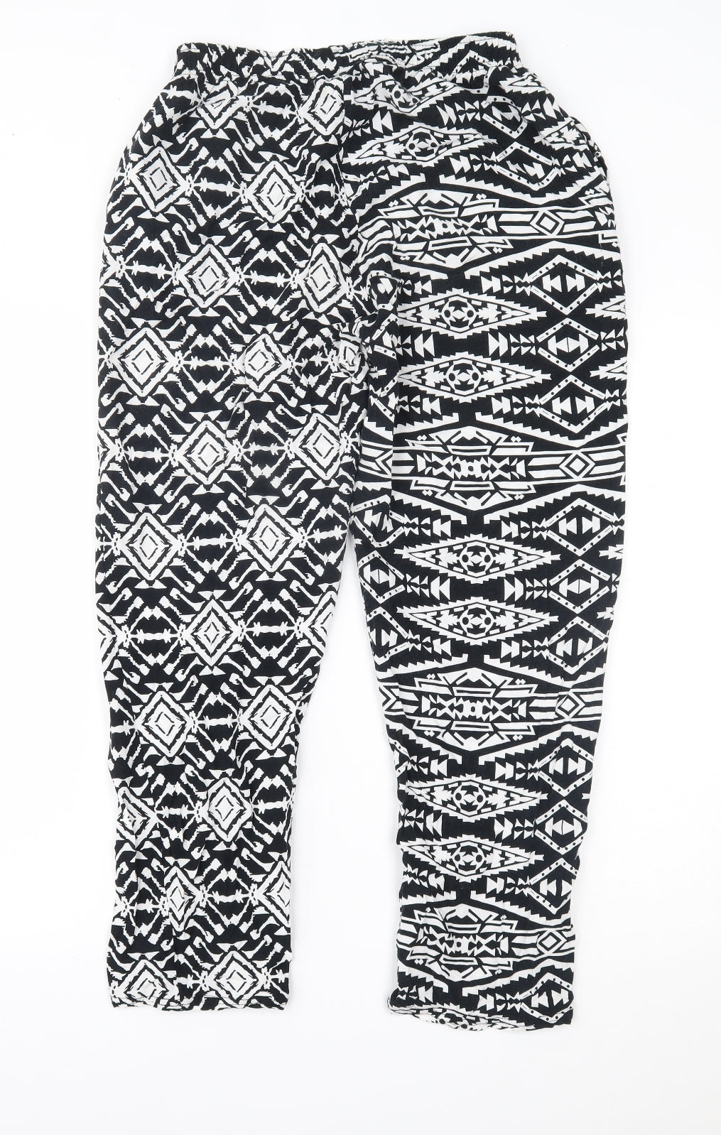 Preworn Womens Black Geometric  Trousers  Size L L24 in