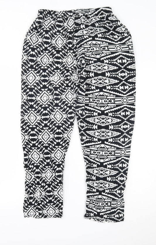 Preworn Womens Black Geometric  Trousers  Size L L24 in