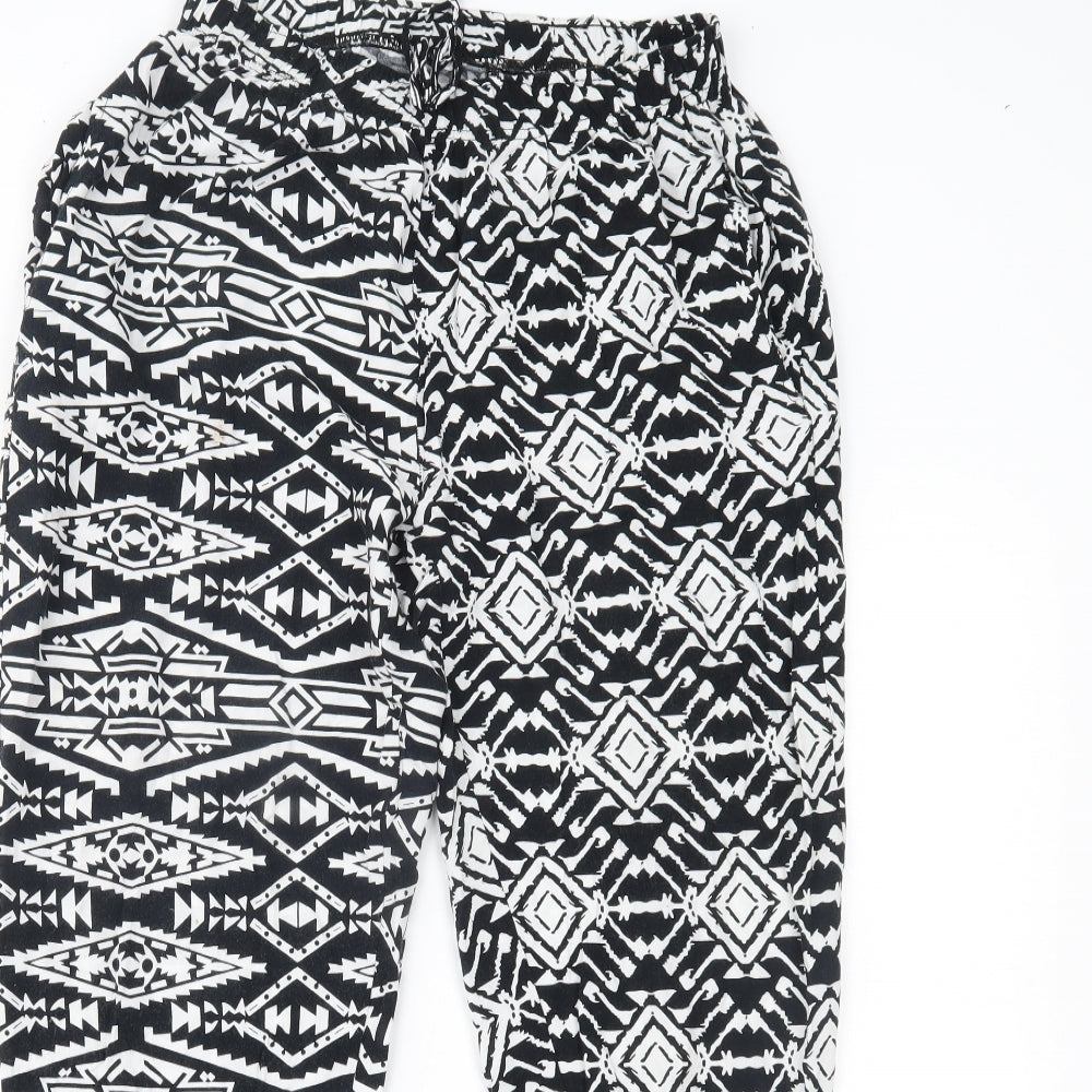 Preworn Womens Black Geometric  Trousers  Size L L24 in