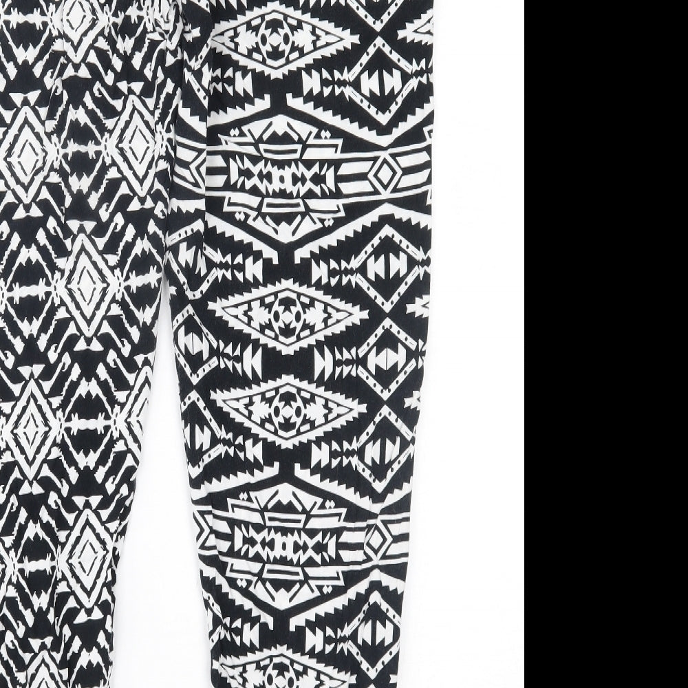Preworn Womens Black Geometric  Trousers  Size L L24 in