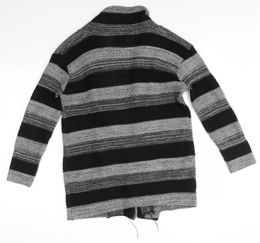 Whisper Womens Grey Striped  Cardigan Jumper Size S