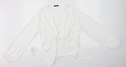 Boohoo Womens White   Basic Button-Up Size 16