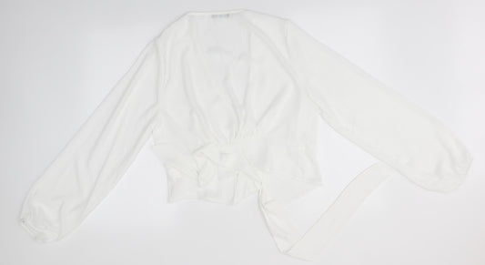 Boohoo Womens White   Basic Button-Up Size 16