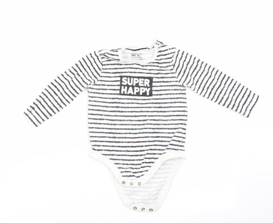 My K Boys Black Striped  Romper One-Piece Size 9-12 Months  - Super Happy