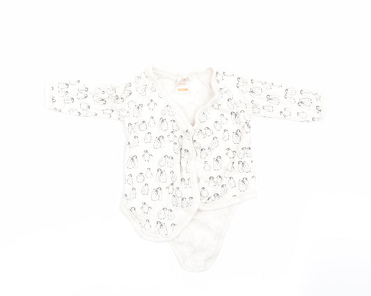 Pusblu Boys White Animal Print  Romper One-Piece Size 3-6 Months  - Penguin Print