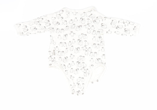 Pusblu Boys White Animal Print  Romper One-Piece Size 3-6 Months  - Penguin Print