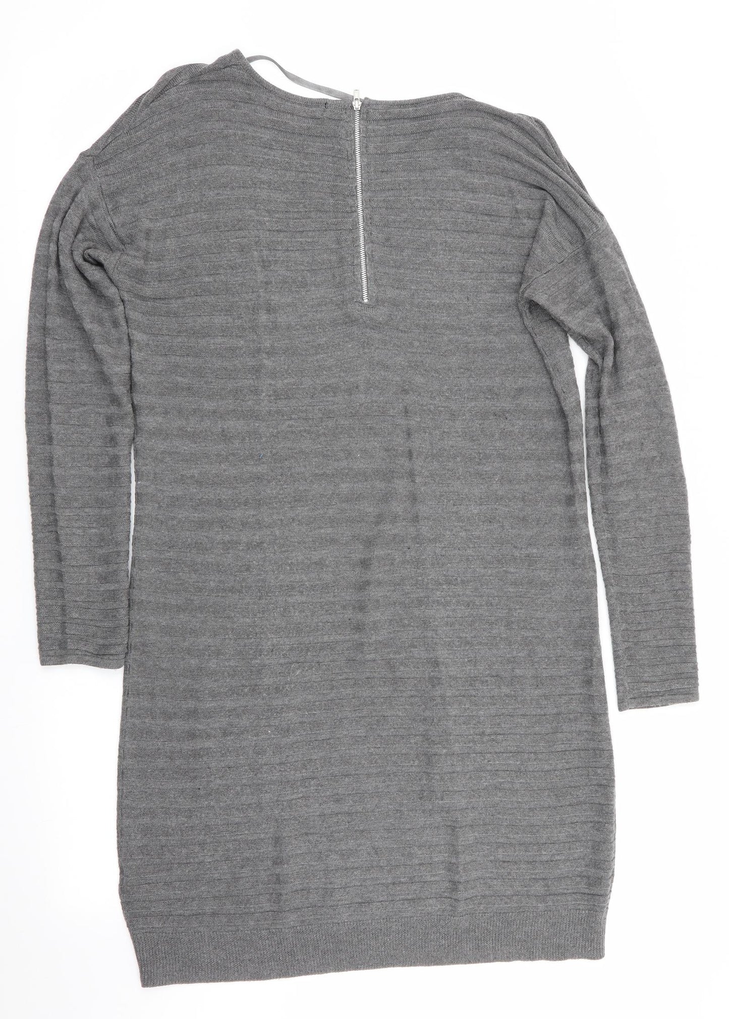 Atmosphere Womens Grey Striped  Jumper Dress  Size 10  - Back Zip