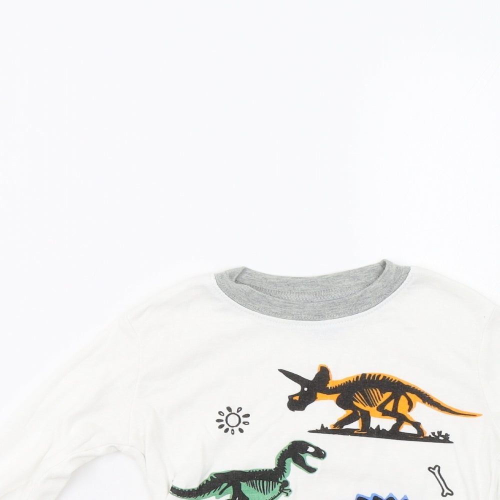 Popshion Boys White   Basic T-Shirt Size 3 Years  - Dinosaurs