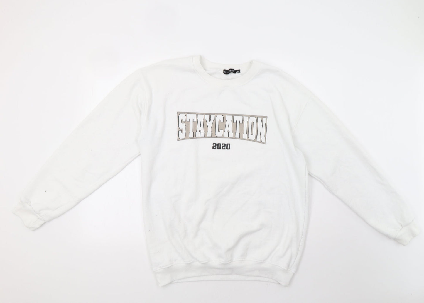 PRETTYLITTLETHING Womens White   Pullover Sweatshirt Size M  - Staycation