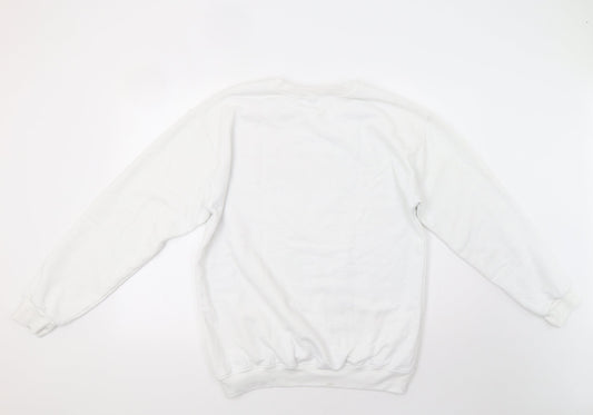 PRETTYLITTLETHING Womens White   Pullover Sweatshirt Size M  - Staycation