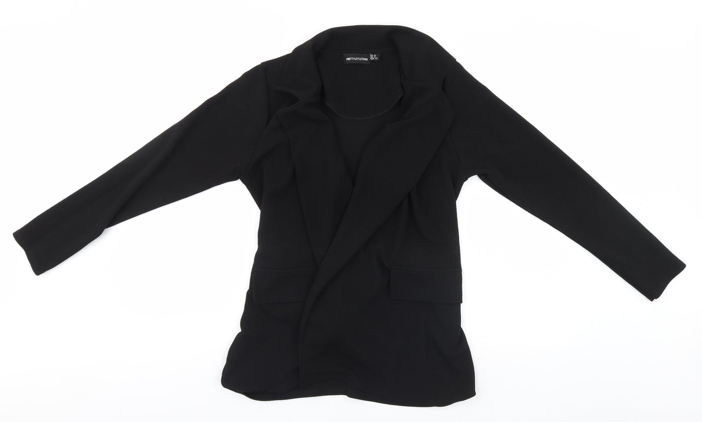 PRETTYLITTLETHING Womens Black   Overcoat Jacket Size 12
