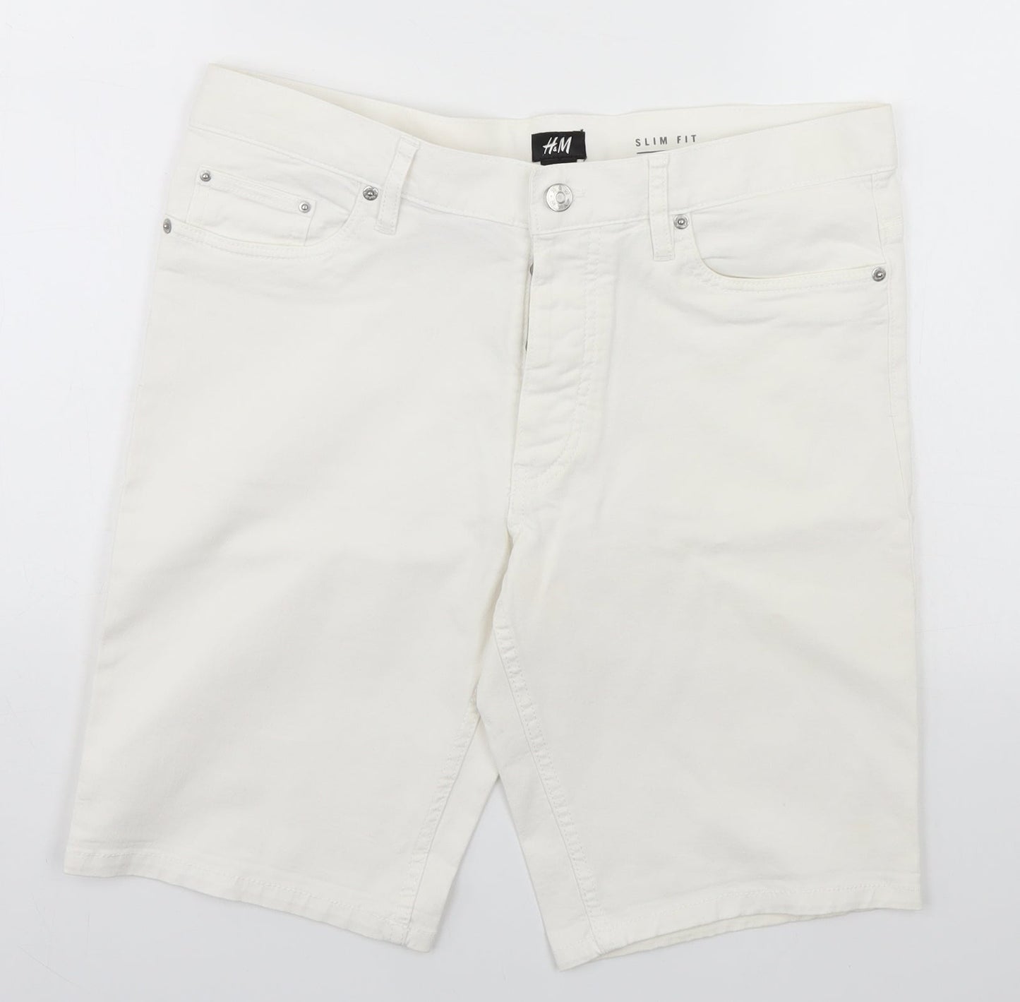 H&M Womens White   Dungaree Shorts Shorts Size 32
