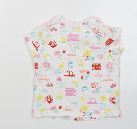 George Girls White Floral  Basic T-Shirt Size 18-24 Months